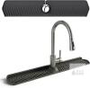 New 30" Long Silicone Sink Splash Guard, Foldable Sink Faucet Mat with Adjustable Lock Splash Guard for Kitchen Behind Faucet, Black Brand: Sgqtqybk
