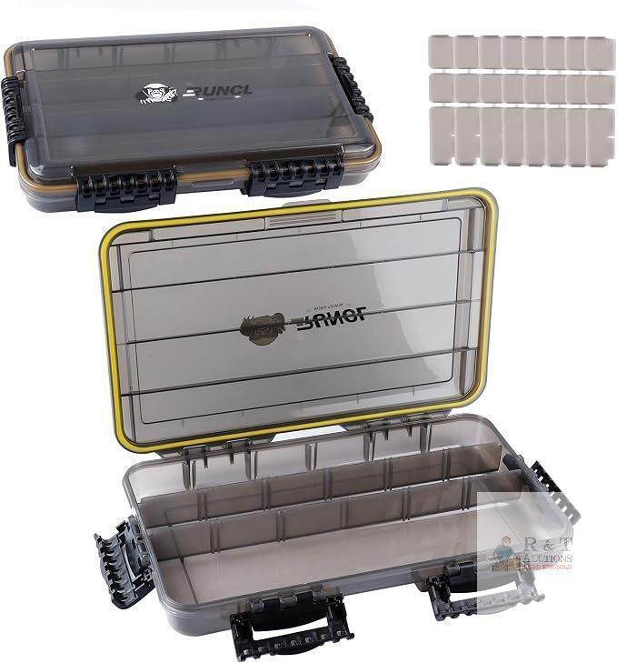 New RUNCL Fishing Tackle Box, Waterproof Tray for Jigs Lures, Thicker Floating Tackle Utility Box with Adjustable Dividers, 3600