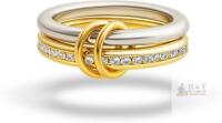 New Size 7 Chunky Stackable Cubic Zirconia Rings Set Non Tarnish, 18K White Gold Plated Rings Set for Women,Silver Multi-Link Connected Rings