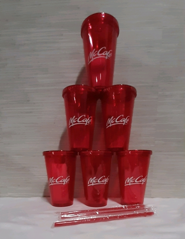 New, 11 McCafe Cold Cups w/ 18 Straws.