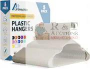New 5 pack Lifemaster - Plastic Hangers &ndash; Heavy Duty, Non-Slip, Space-Saving, Holds 5 lbs, for Clothes, Dresses & Coats, Pack of 5 - Ivory