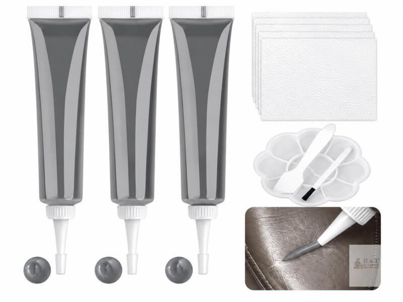 New Leather and Vinyl Repair Kit for Car Seat, Furniture, Sofa, Couch, Jacket, Purse, Shoes, Professional Repair Gel to Fix Tears, Scratches, Faded, Peeling on Genuine Bonded Faux Pleather Grey
