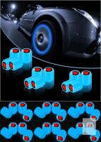 New 12 pack Fluorescent Skull Bicycle Valve Stem Caps Blue/Red, Plastic,