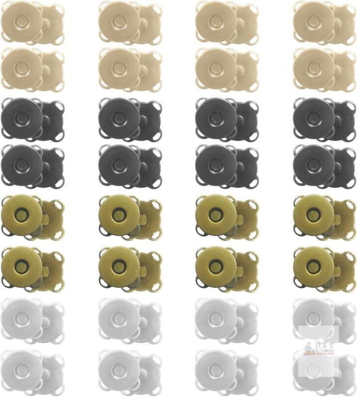 New Magnetic Snaps, 32 Set 14mm Magnetic Sewing Clasps Snaps for Clothes, Bags, Scarves, Leather Sewing (4 Color)