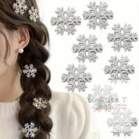 New 10PCS/ Snowflake Hair Clips, Christmas Crocodile Clips Hair Accessories