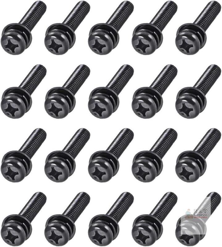 New uxcell M6 x 25mm Carbon Steel Phillips Pan Head Machine Screws Bolts Combine with Spring Washer and Plain Washers 20pcs