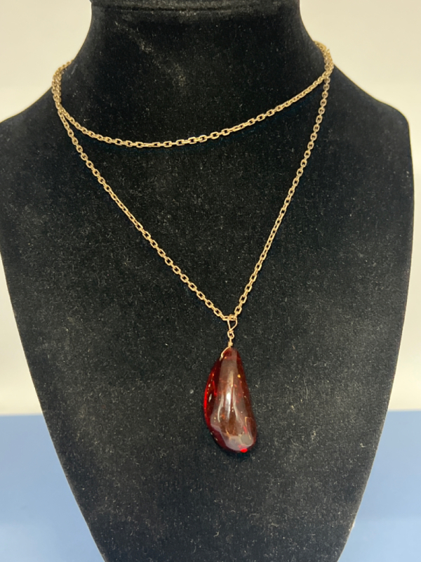 Cherry Amber Free Form Nugget Necklace