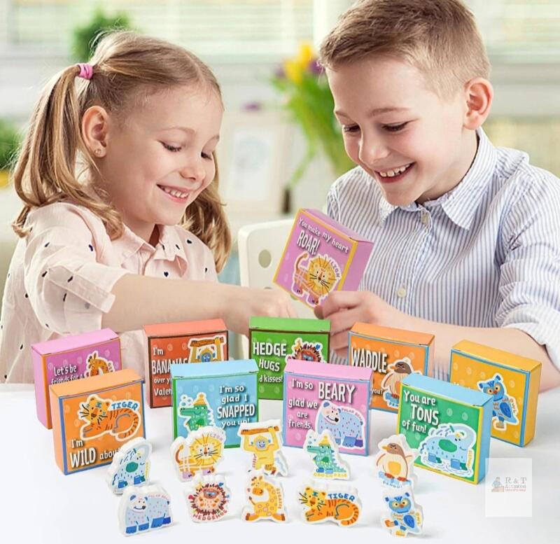 New Animal Erasers 30 Mini Gift Boxes Tiger Owl Penguin Decorative