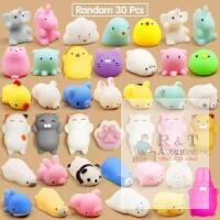 New 30 pack Cute Animal Squishy Toy Soft TPR Mochi Stress Relief Squeeze Toy For Kids Adults Small Animal Shape Healing Venting Toy- with valentine cards too