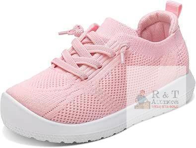 NEW Toddler Girls&rsquo; Pink Breathable Knit Walking Sneakers, Size EU 26 / US Toddler 9&ndash;9.5