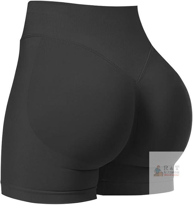 New Size L JN JANPRINT Womens Workout Gym Shorts Seamless Hidden Scrunch Butt Lifting High Waist 4.5"