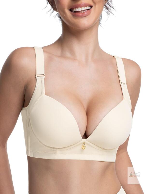 New Size 38A FallSweet Wireless Add 2 Cups Padded Plunge Bras Back Smoothing Push Up Brasieres