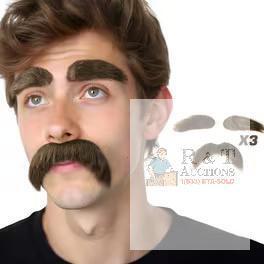New Reusable Self-Adhesive Fake Beard And Eyebrow Set - Brown, Durable Material, Perfect for Halloween, Christmas, And Role-Playing Costumes, Ideal Gift for Adults And for Halloween Costumes