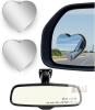 New 2 Pcs Blind Spot Mirrors with Drive Safe Stickers Cars Heart Shaped Blind Spot Angle Removable Wide Adjustable Angle Convex Rear View Mirror Accessories