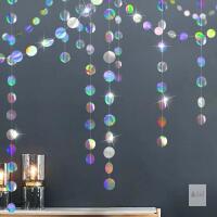 New 52ft total 4Pcs 4m Silver Iridescent Circle Garlands, 2 Inch Paper Circle Dots