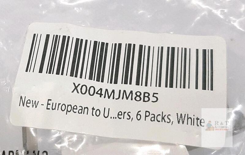 European to US Plug Adapter, 6-Pack, White, 10A/125&ndash;250V, CE Certified