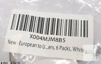 European to US Plug Adapter, 6-Pack, White, 10A/125&ndash;250V, CE Certified