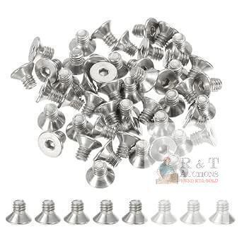 New PATIKIL #8-32 x 1/4 Inch Flat Head Socket Cap Screws, 50 Pack 304 Stainless Steel Flat Countersunk Bolts Hex Socket Drive Machine Screws Full Thread Coarse Thread UNC Grade 6.8