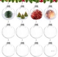 New Clear Plastic Fillable Christmas Ball Ornaments Crafts | 12Pcs, 60mm/2.36'', Round Shatterproof DIY Craft Balls