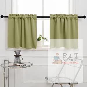 New Pickluc Rod Pocket Tier Curtain - Half Blackout Curtain for Kitchen, Bathroom, Cabinet, Basement, 30 Inches Wide and 30 Inches Long, Sage Green, 2 Panels