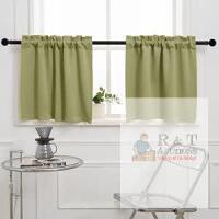 New Pickluc Rod Pocket Tier Curtain - Half Blackout Curtain for Kitchen, Bathroom, Cabinet, Basement, 30 Inches Wide and 30 Inches Long, Sage Green, 2 Panels