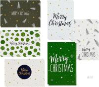 New Sustainable Greetings 48 Pack of Christmas Winter Holiday Family Greeting Cards Green and Cream Merry Christmas Festive Designs Boxed with 48 Count