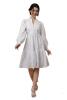 New Size 2XL Lace Inserts And Centre Front Button Opening With Peasant Sleeves Tiered Dress -Off Whit