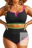 New Size XL Women Plus Size High Waisted Bikini Ribbed Two Piece Tummy Control Swimsuit V-Wired Bathing Suit, Adjustable Straps, Full Coverage, Full Lining