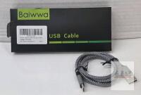 NEW Baiwwa USB A to Type C Cable, 3.3 ft Nylon Braided, 5V/3A, Grey, Model BW-ATC0210G-CA