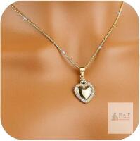 New Women's Gold Necklace, 14K Gold Plated Cubic Zirconia Heart Necklace | Cute and Elegant Love Pendant Necklace, (B.Heart - Gleam)