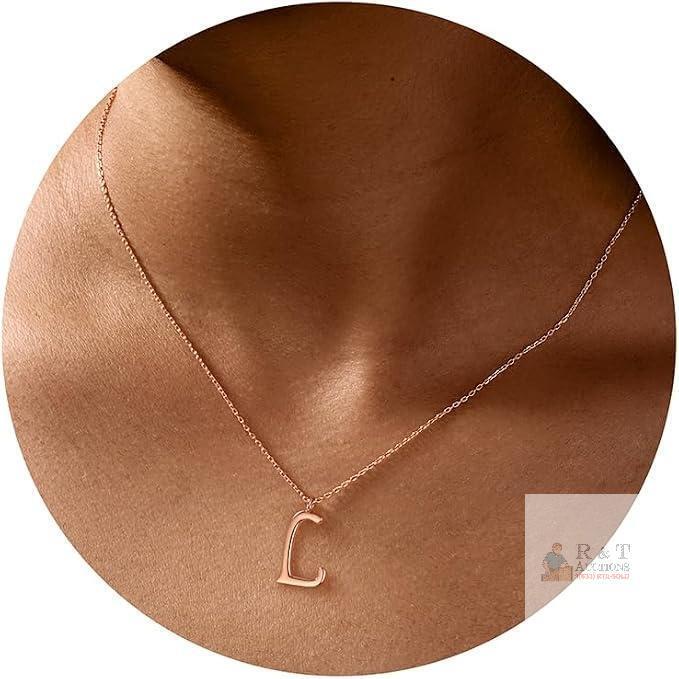 Momlovu "L" Necklace for Women & Girls - 18K Gold Plated Initial Necklaces Personalized Letter Necklace - Hypoallergenic