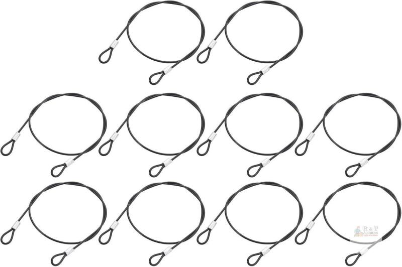 New 10Pcs Black Stainless Steel Lanyard Cable, 50cm x 2mm, Security Steel Cable with Vinyl Coated Loops for Connecting Furniture, Outdoor Travel, Wall...