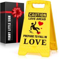 NEW LAGERFEY &ldquo;Caution: Love Ahead&rdquo; Mini Folding Desk Sign, 5.33", Boxed