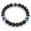 NEW COOLSTEELANDBEYOND Black Lava Stone Evil Eye Stretch Bracelet, Silver-Tone Accents, Boxed - 2