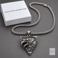 NEW COOLSTEELANDBEYOND Men&rsquo;s Stainless Steel Bald Eagle Pendant Necklace, 30" Wheat Chain, Boxed