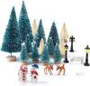New KUUQA 31Pcs Mini Christmas Trees Bottle Brush Trees | Snowmen Reindeer, Christmas Village Sets, Village