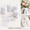 New Kettion Handmade Fringe Chiffon Fabric Silk-Like Ribbon, Color Swatches 2" x 7Yd Set of 4 Rolls Ribbons WHITE