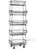 NEW 5-Tier Black Metal Rolling Kitchen Storage Cart, 16"x12"x65", Wire Basket Organizer on Wheels