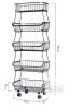 NEW 5-Tier Black Metal Rolling Kitchen Storage Cart, 16"x12"x65", Wire Basket Organizer on Wheels - 2