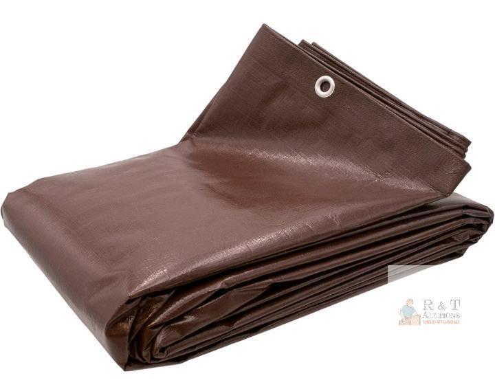 NEW HUGE Brown Poly Tarp 18X20 ft, Waterproof, UV Resistant, Reinforced Brass Grommets, Heavy Duty
