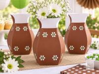 NEW Jingmore 12-Pc Brown Floral Paper Vase Centerpieces / Party Favor Boxes