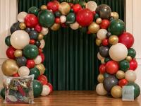 NEW 100+ Piece Christmas Balloon Arch Kit, Red, Green, Gold & Cream, Assorted Sizes