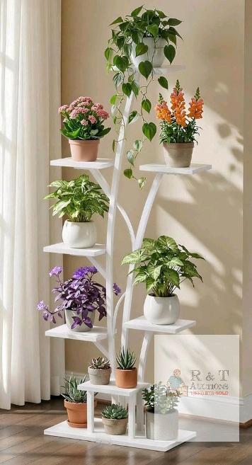 NEW 7-Tier Corner Metal Plant Stand with Adjustable Shelves and Optional LED Grow Lights
