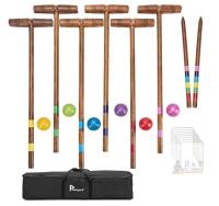 NEW Regulation Size 6-Player Pointyard Croquet Set, 32" Hardwood Mallets, 3" Balls, Carry Bag