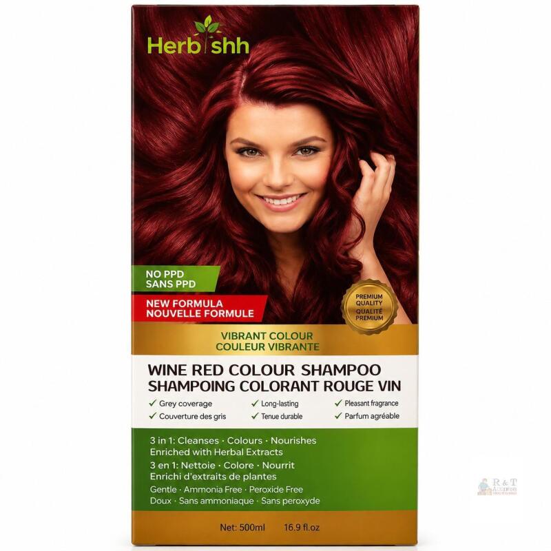 NEW Herb Shh Wine Red Colour Shampoo Hair Dye &ndash; 500 mL