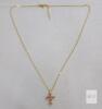 NEW CONRAN KREMIX October Birthstone Cross Necklace, Gold-Plated, Pink Simulated Tourmaline, - 3