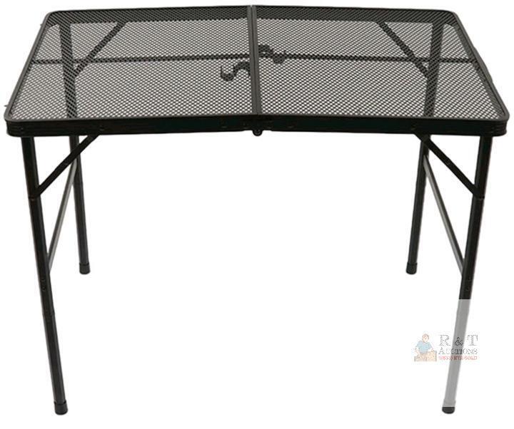 NEW Outdoor Camping Folding Table &ndash; Mesh Top, Adjustable Height, Portable, Black