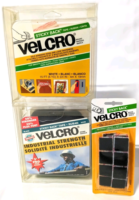 3 New Packages VELCRO Sticky Back Self-Adhesive Hook & Loop Fasteners.