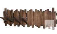 NEW Wall-Mounted Solid Wood Coat Rack with 6 Folding Hooks , Dark Brown Geometric Design