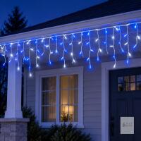 New 1332 LED 132FT 296 Drops Cool White & Blue Christmas Icicle Lights Outdoor Decor | Dimmable, 12 Light Modes, Timer Memory, Waterproof, Plug-in